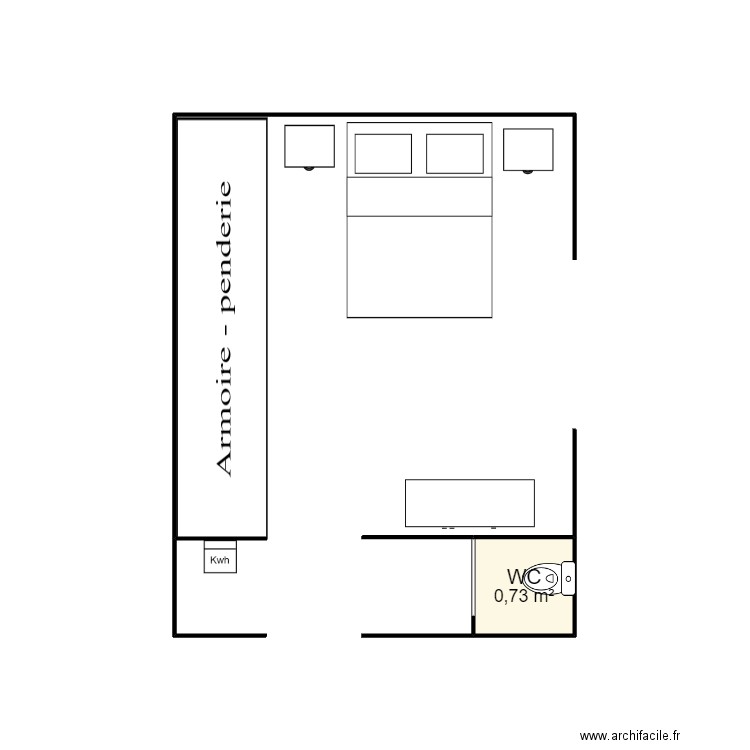 CHAMBRE AMIS. Plan de 1 pièce et 1 m2