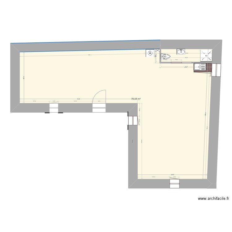 france. Plan de 1 pièce et 71 m2