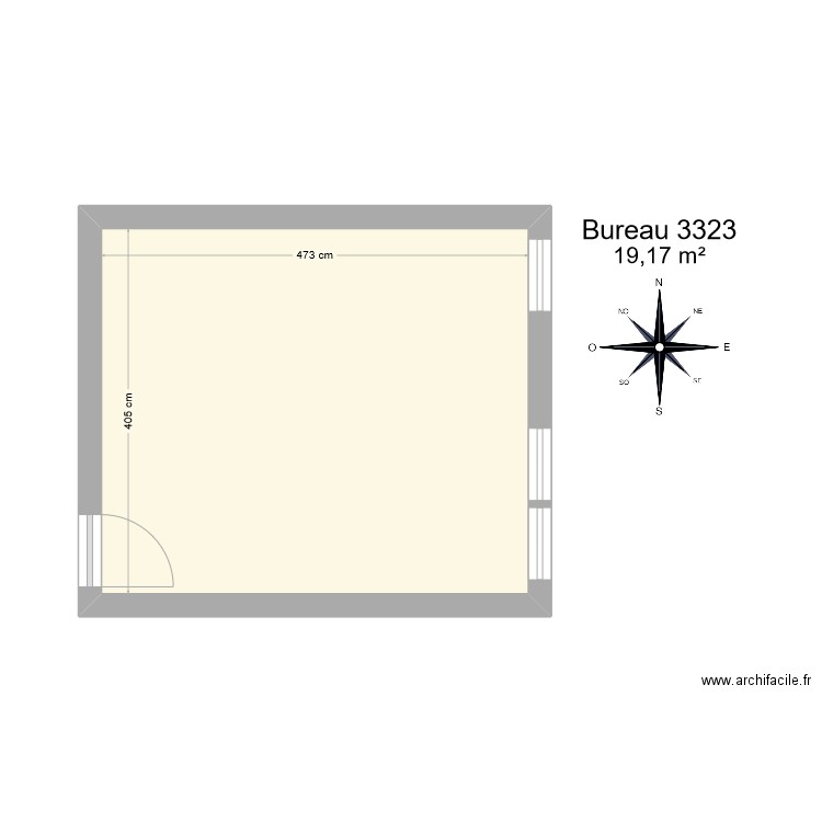 Bureau R 323. Plan de 1 pièce et 19 m2