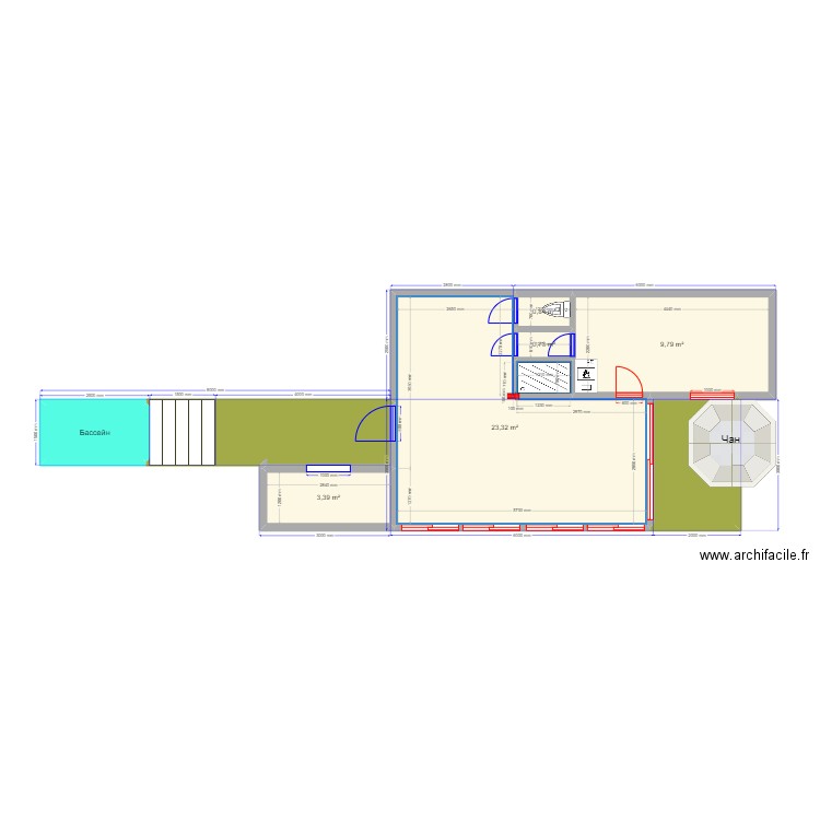 О 4. Plan de 8 pièces et 53 m2