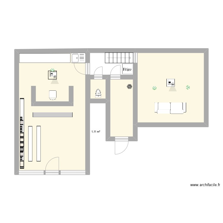 Plan studio. Plan de 4 pièces et 51 m2