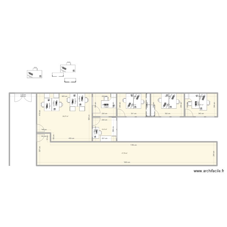 Plan Bureau qualité new. Plan de 7 pièces et 114 m2