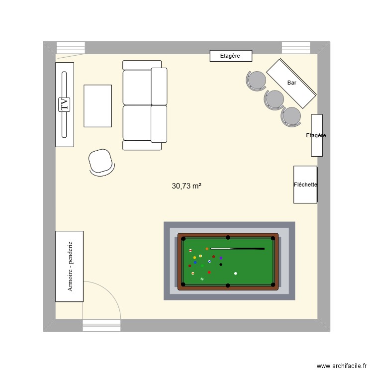 Salle de jeu . Plan de 1 pièce et 31 m2