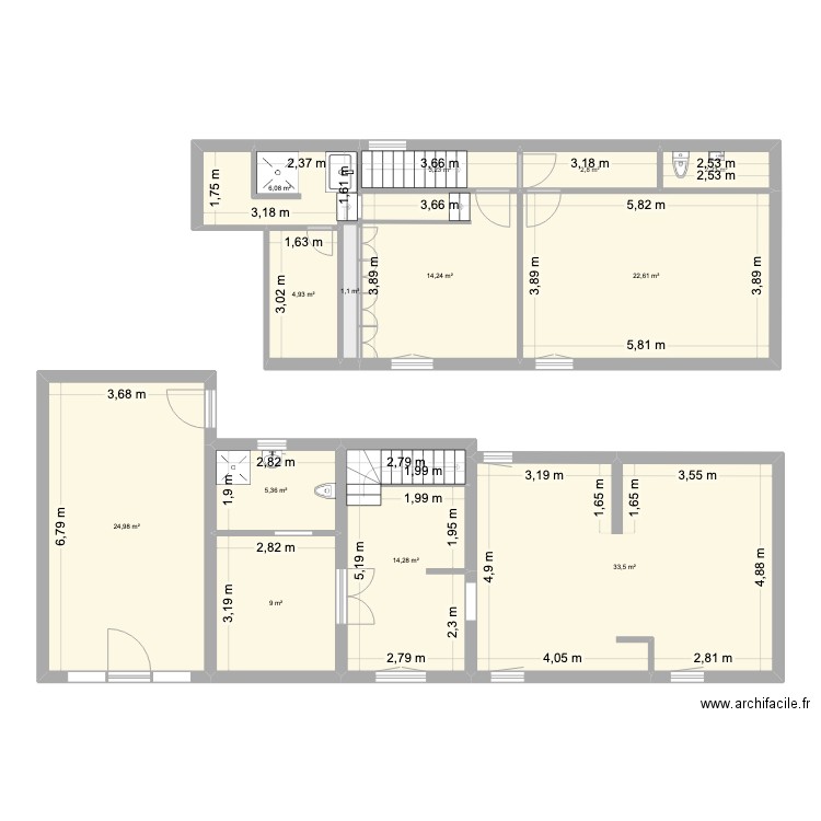 Lippmann. Plan de 13 pièces et 144 m2