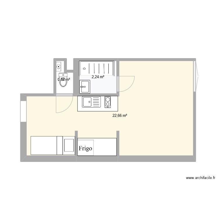 Appartement Manigod. Plan de 3 pièces et 26 m2