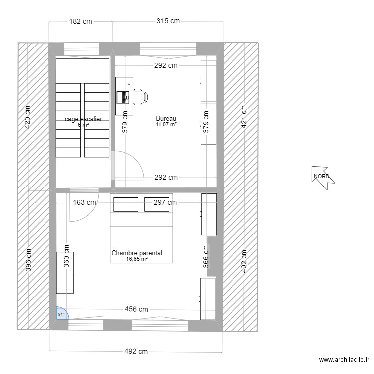 deuxieme etage ok 2. Plan de 3 pièces et 34 m2