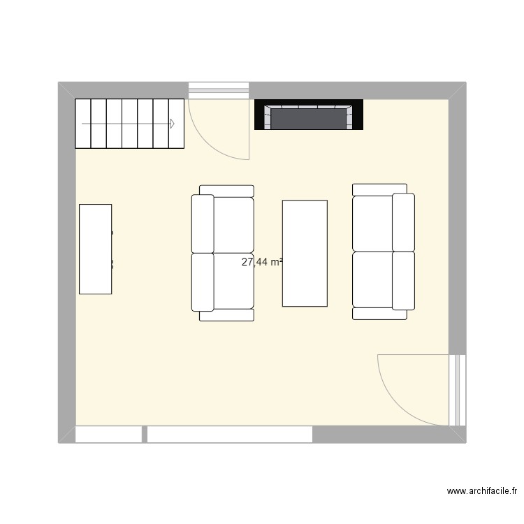 Séjour Neuilly. Plan de 1 pièce et 27 m2