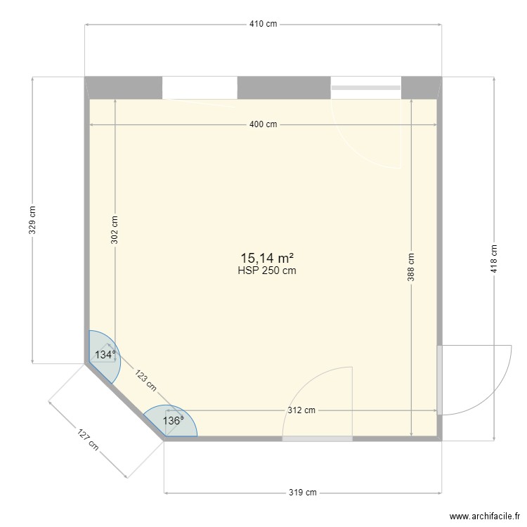 cuisine. Plan de 1 pièce et 15 m2