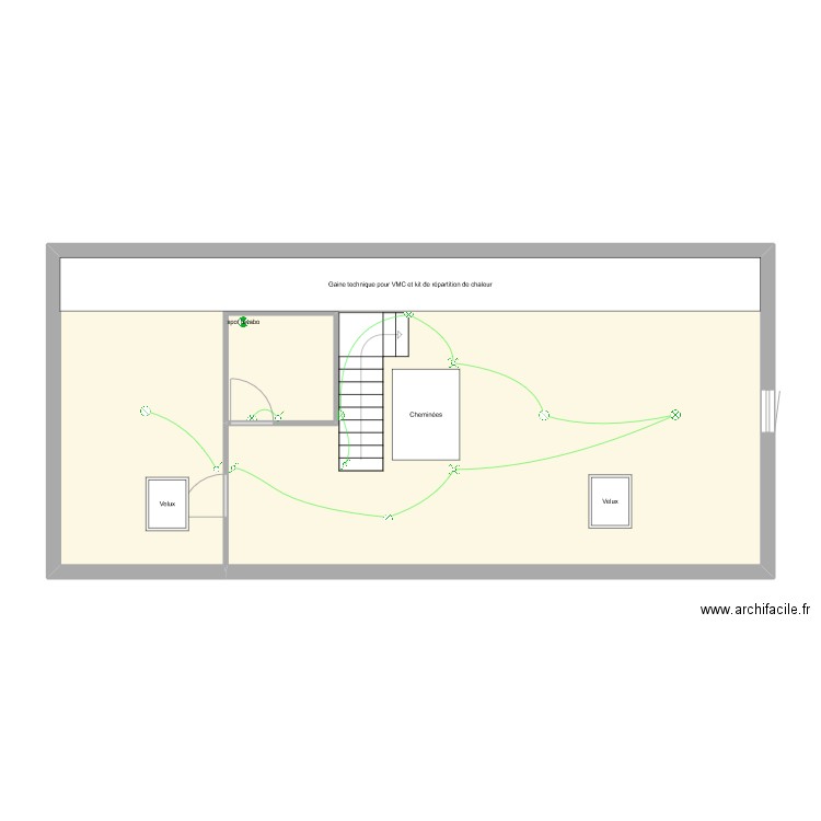 La Brugère - Combles. Plan de 2 pièces et 75 m2