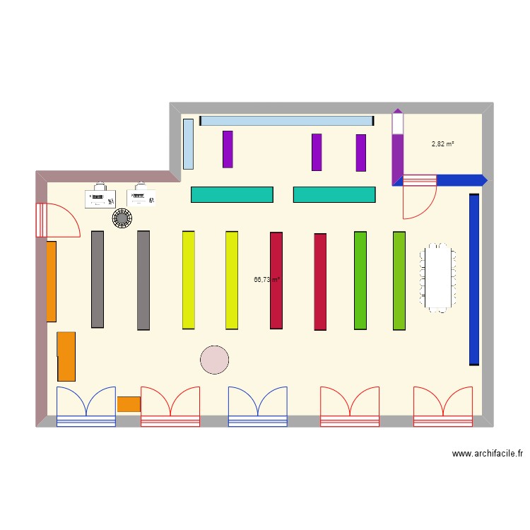 plan showroom. Plan de 2 pièces et 70 m2