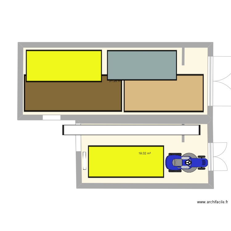 Sous-sol. Plan de 2 pièces et 50 m2