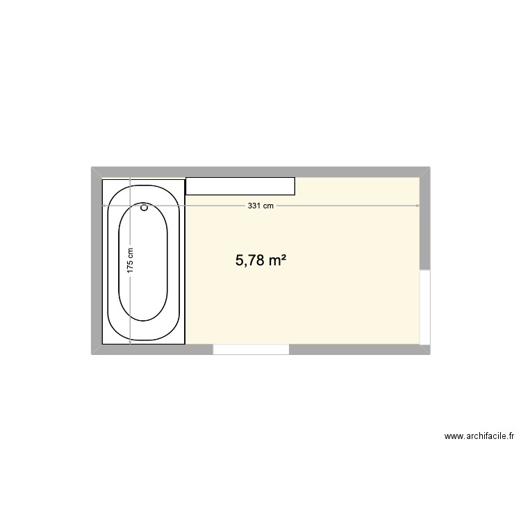 SdB Eyg. Plan de 1 pièce et 6 m2