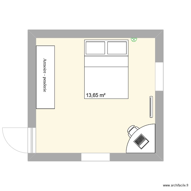 Plan d'une chambre. Plan de 1 pièce et 14 m2