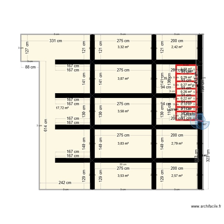 plan dalle. Plan de 22 pièces et 49 m2