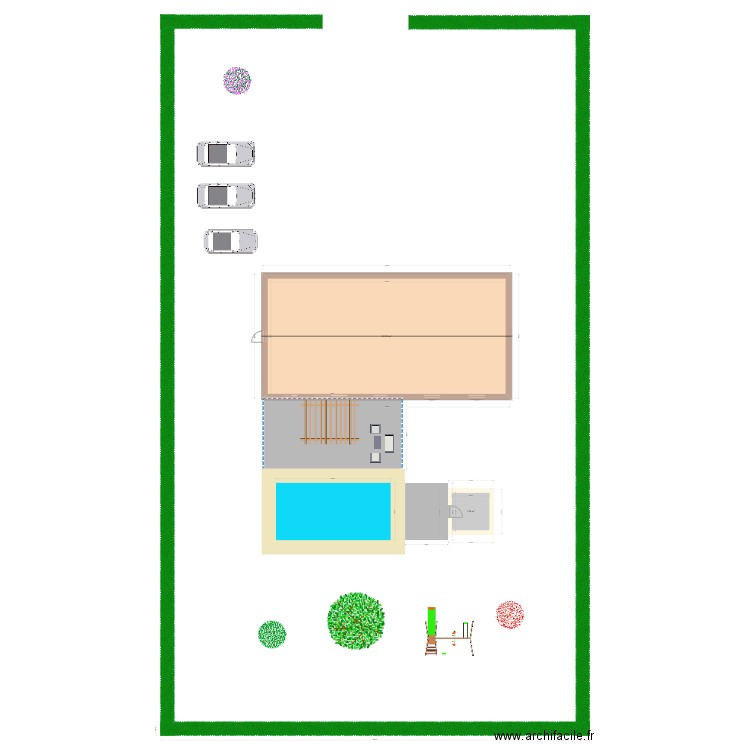 piscine. Plan de 2 pièces et 145 m2