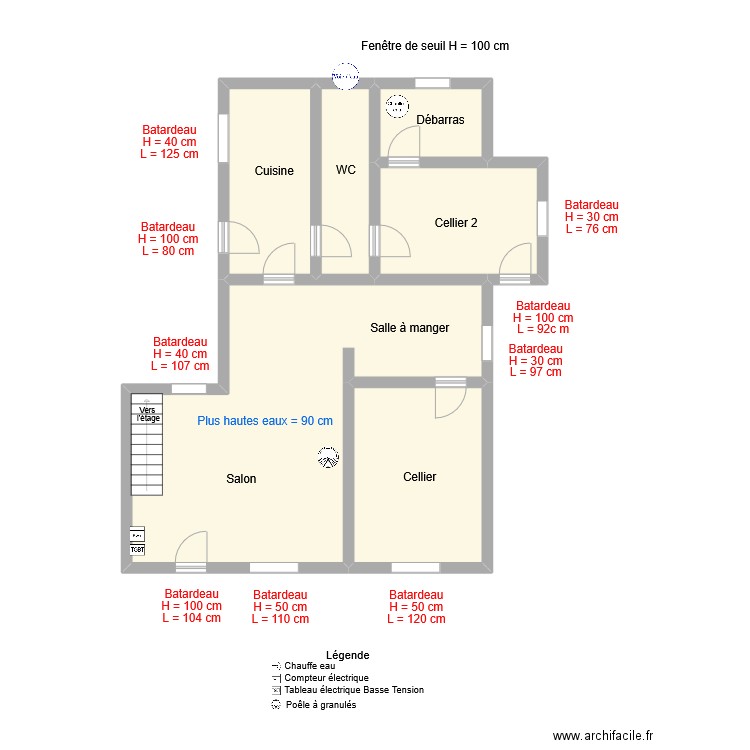 Duhamel. Plan de 6 pièces et 87 m2