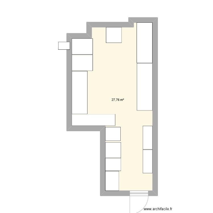 Labo patisserie. Plan de 1 pièce et 28 m2