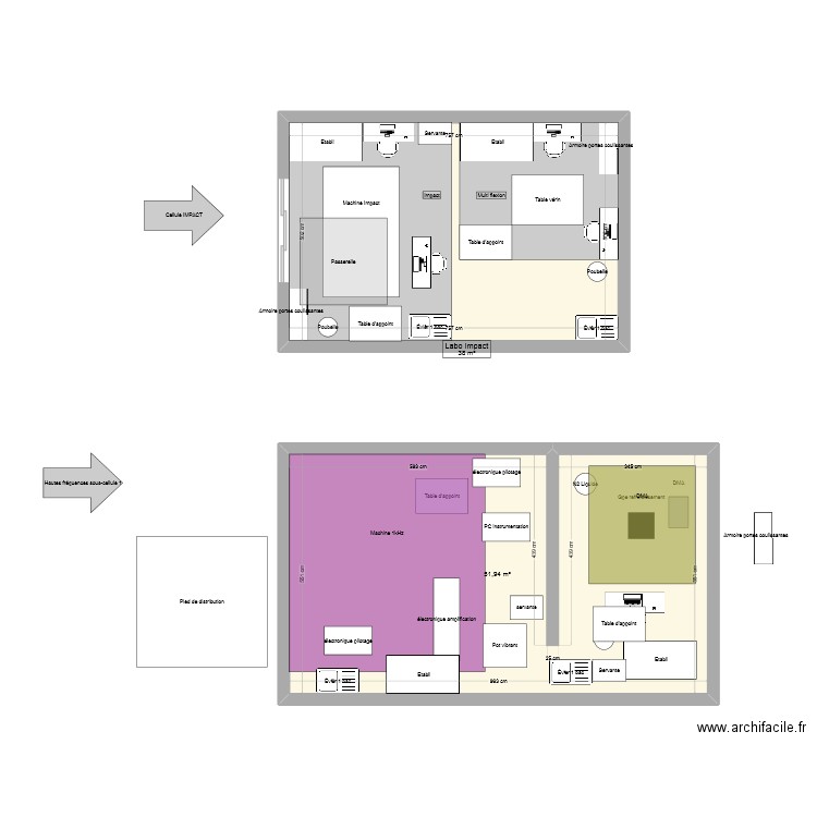 Labo Essais Meca. Plan de 2 pièces et 90 m2