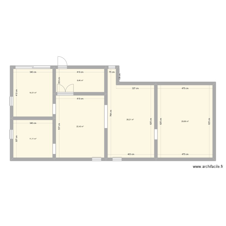 Maison RDC 1. Plan de 6 pièces et 112 m2