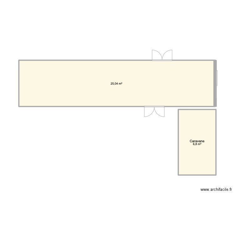 Mobil Home. Plan de 2 pièces et 32 m2