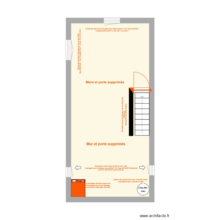 Maison Aurelien rez de jardin état initial. Plan de 1 pièce et 32 m2