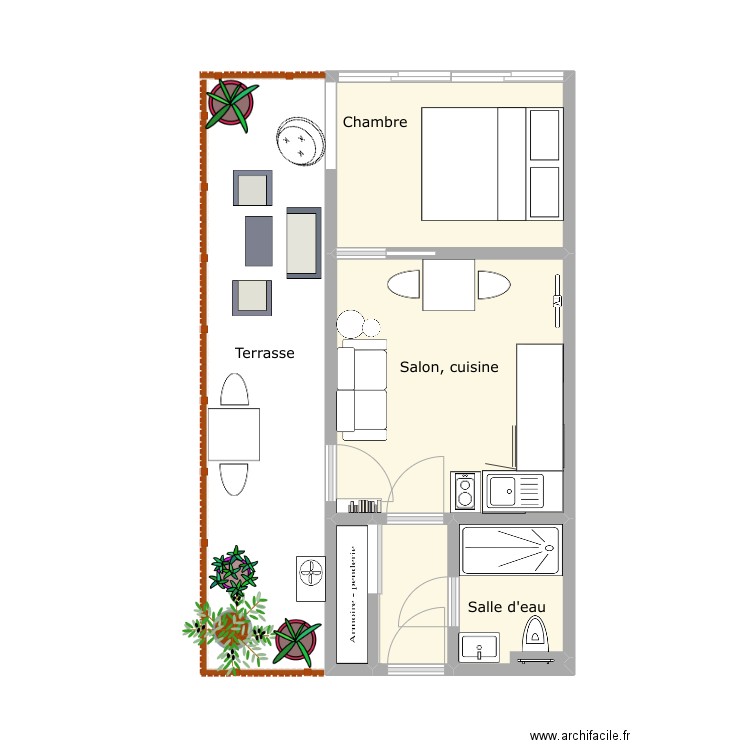 Le Sémaphore Chambre. Plan de 5 pièces et 25 m2