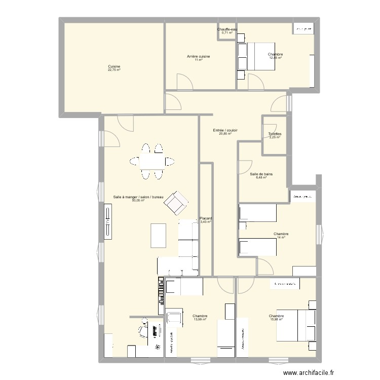 Gagnan. Plan de 12 pièces et 174 m2