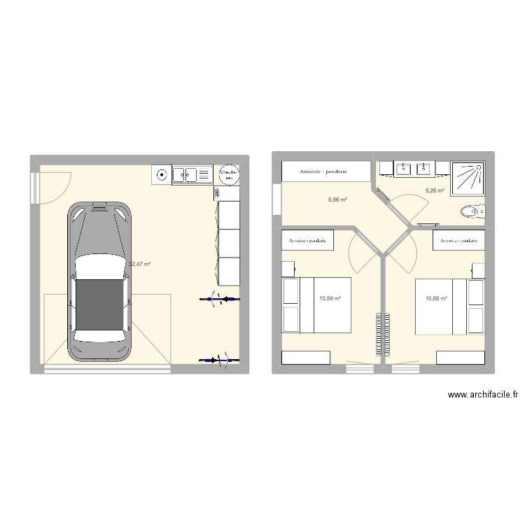 JP garage. Plan de 5 pièces et 65 m2