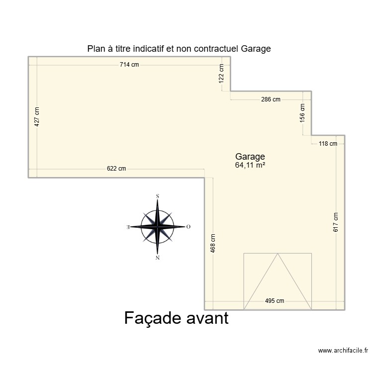 Garage. Plan de 1 pièce et 64 m2