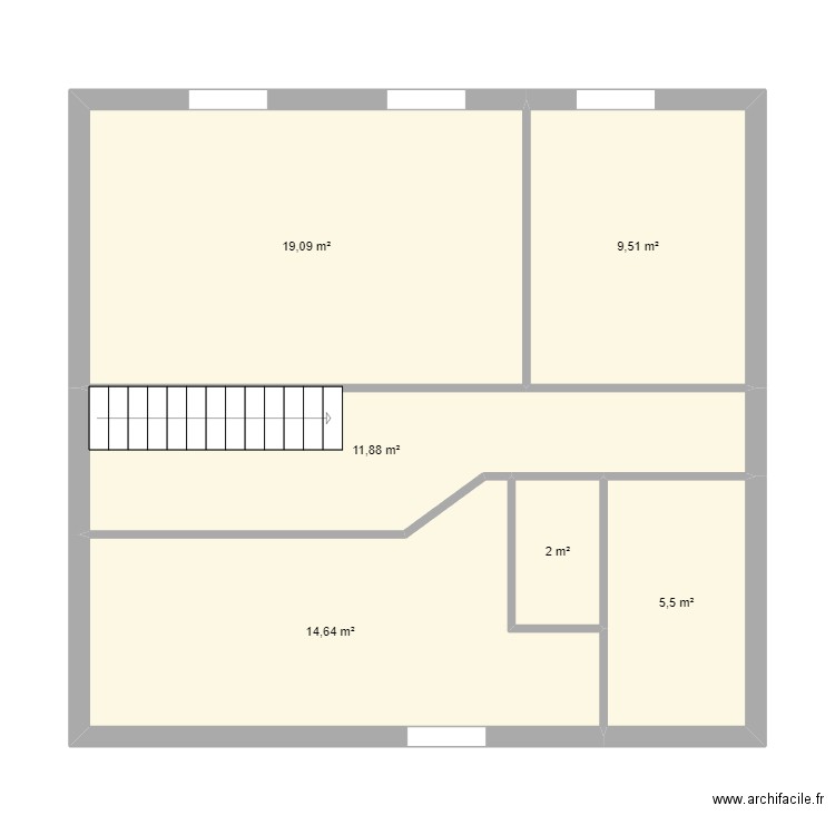 etage parmain mod 1. Plan de 6 pièces et 63 m2