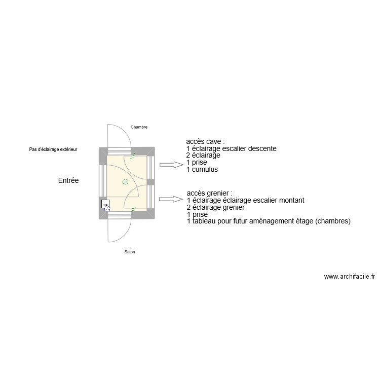 Entrée. Plan de 1 pièce et 3 m2