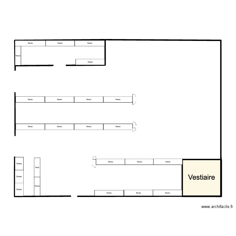 Plan STA apres changement. Plan de 1 pièce et 6 m2