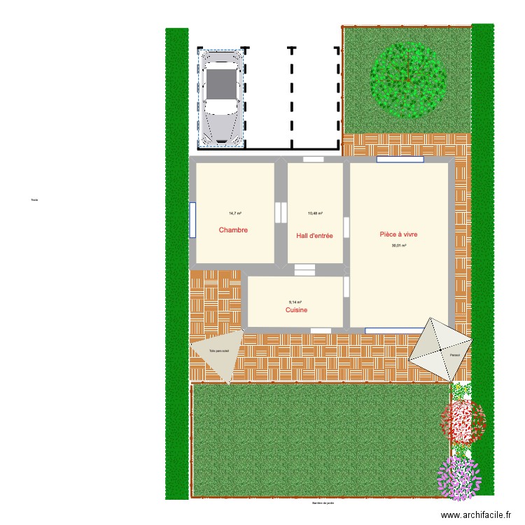 vue ensemble maison ok. Plan de 4 pièces et 64 m2