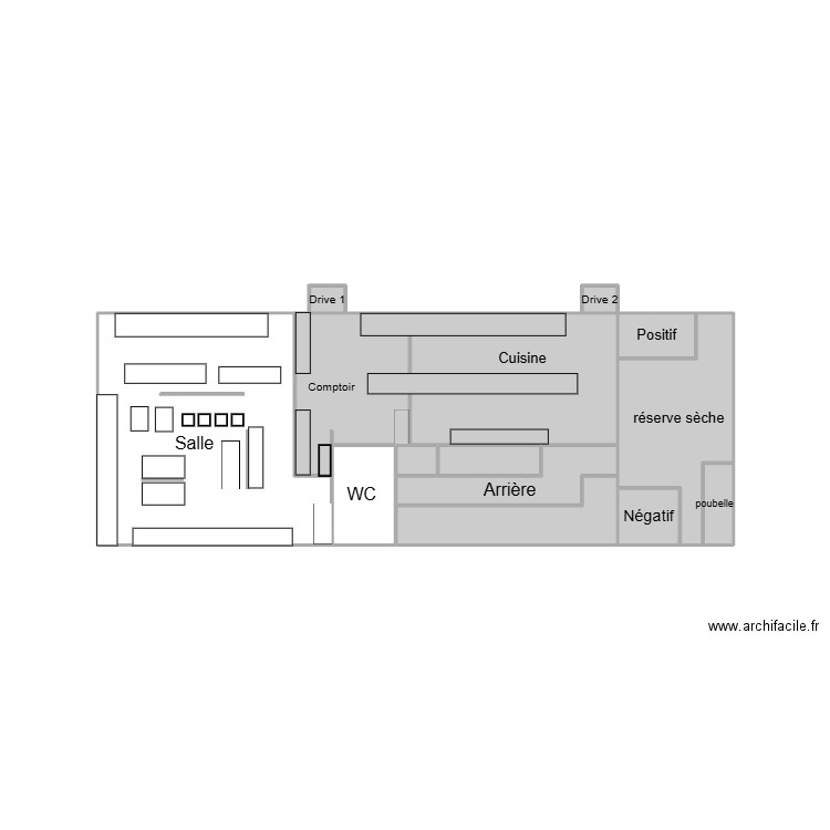 McDo . Plan de 12 pièces et 16 m2