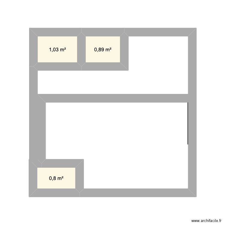 PLAN . Plan de 3 pièces et 3 m2