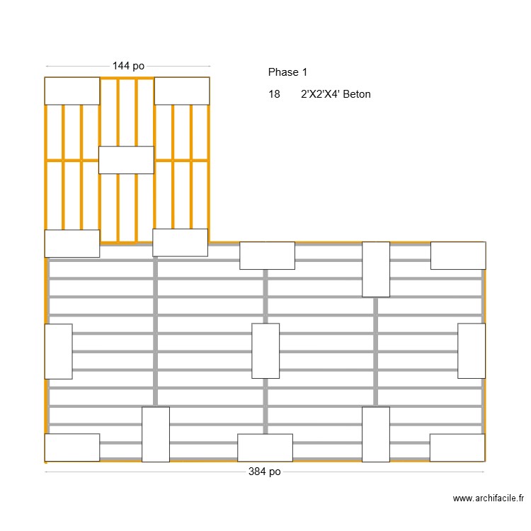 Assise 16X32 Juillet. Plan de 64 pièces et 51 m2