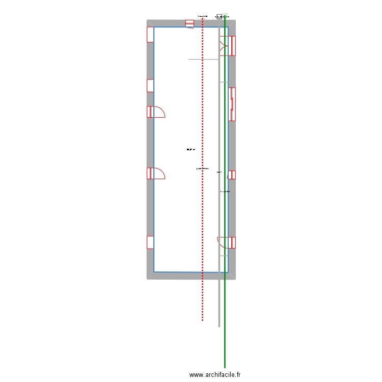 EU/EP RDC. Plan de 1 pièce et 96 m2