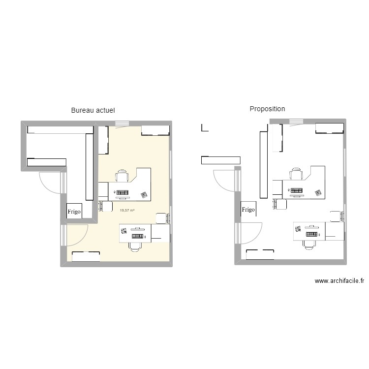 Bureau. Plan de 1 pièce et 20 m2