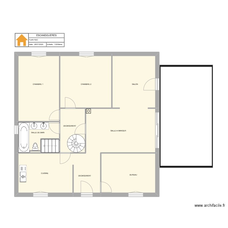 Escandolieres PROJET. Plan de 7 pièces et 83 m2