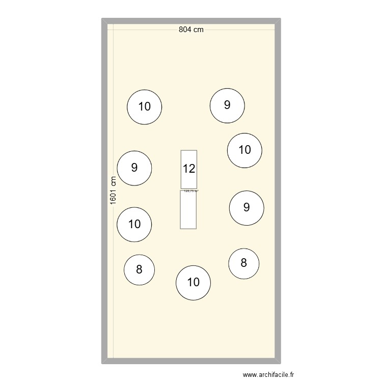 Salle mariage. Plan de 1 pièce et 129 m2