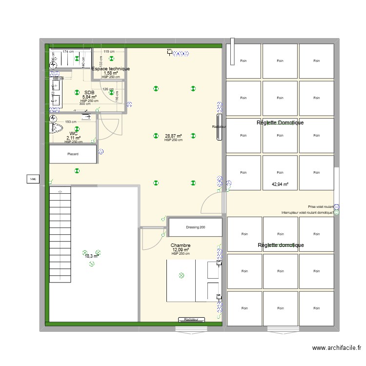 vougy etage elec. Plan de 7 pièces et 112 m2