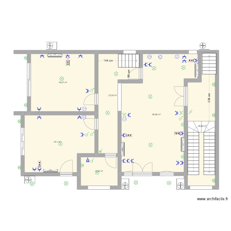 tp 1er niveau A. Plan de 6 pièces et 110 m2