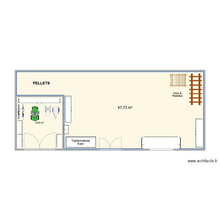 Garage. Plan de 2 pièces et 57 m2