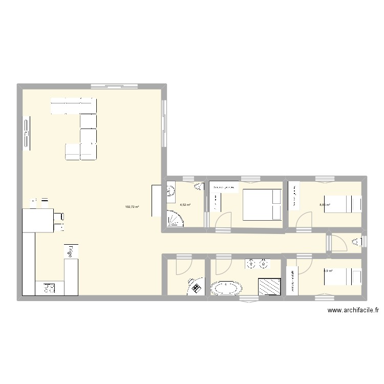 Maison. Plan de 4 pièces et 125 m2