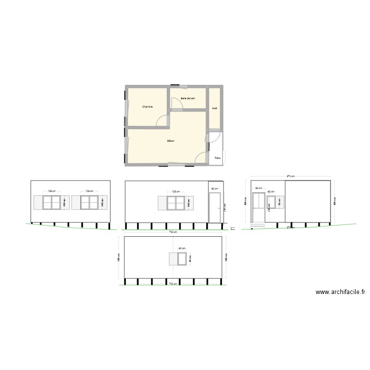 Avant projet - proposition habitats légers Ville Namur 1.4. Plan de 5 pièces et 34 m2