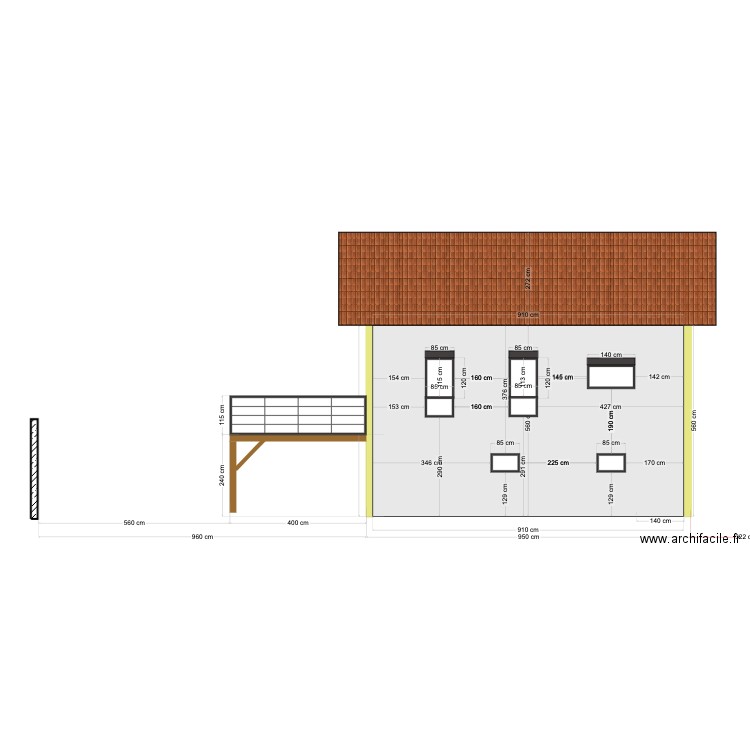 Façade SUD - Projet. Plan de 0 pièce et 0 m2