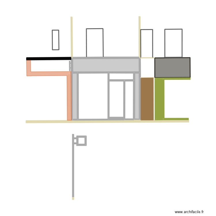 Façade restaurant. Plan de 11 pièces et 20 m2