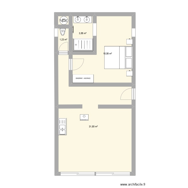 chalet. Plan de 5 pièces et 52 m2