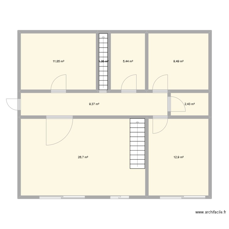 Maison les charmoises. Plan de 8 pièces et 80 m2