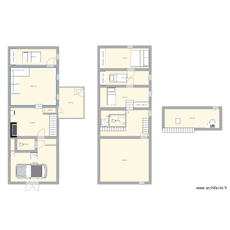 maison. Plan de 15 pièces et 164 m2